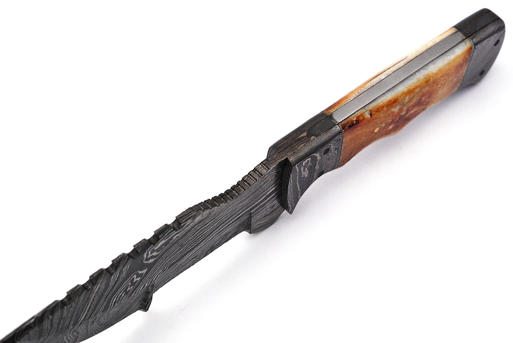 Full Tang Drop Point Damascus Steel Hunting Knife W/ Sheath