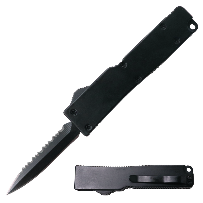 5 Inch HALF SERRATED OTF Automatic Knife Firecracker A1 - Black