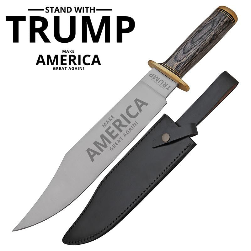 Donald Trump Red Deer Bowie Knife Wooden Handle, , Panther Trading Company- Panther Wholesale