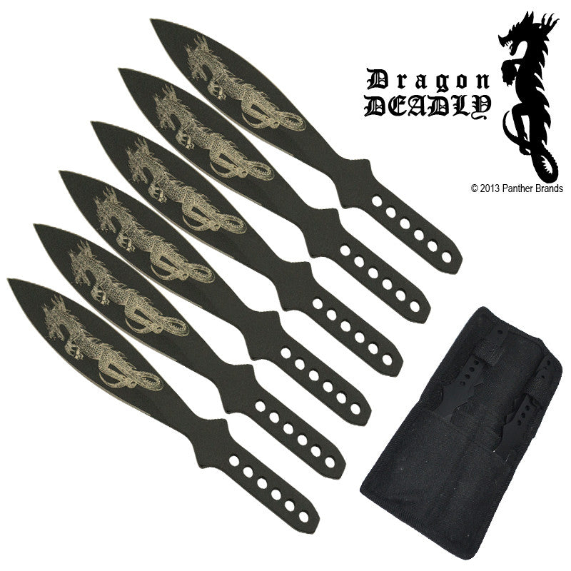 Dragon Deadly 4.2 Oz Black Tiger Thrower Throwing Knives (Set of 6), , Panther Trading Company- Panther Wholesale