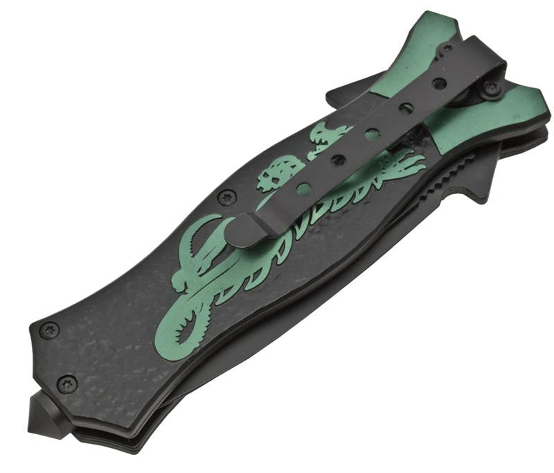 Tiger USA Xtreme Dragon Watch Trigger Action Knife - Green, , Panther Trading Company- Panther Wholesale