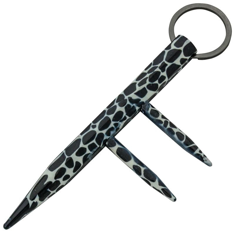 Fancy Defense Dealer Two Prong Kubotan - B/W Leopard, , Panther Trading Company- Panther Wholesale