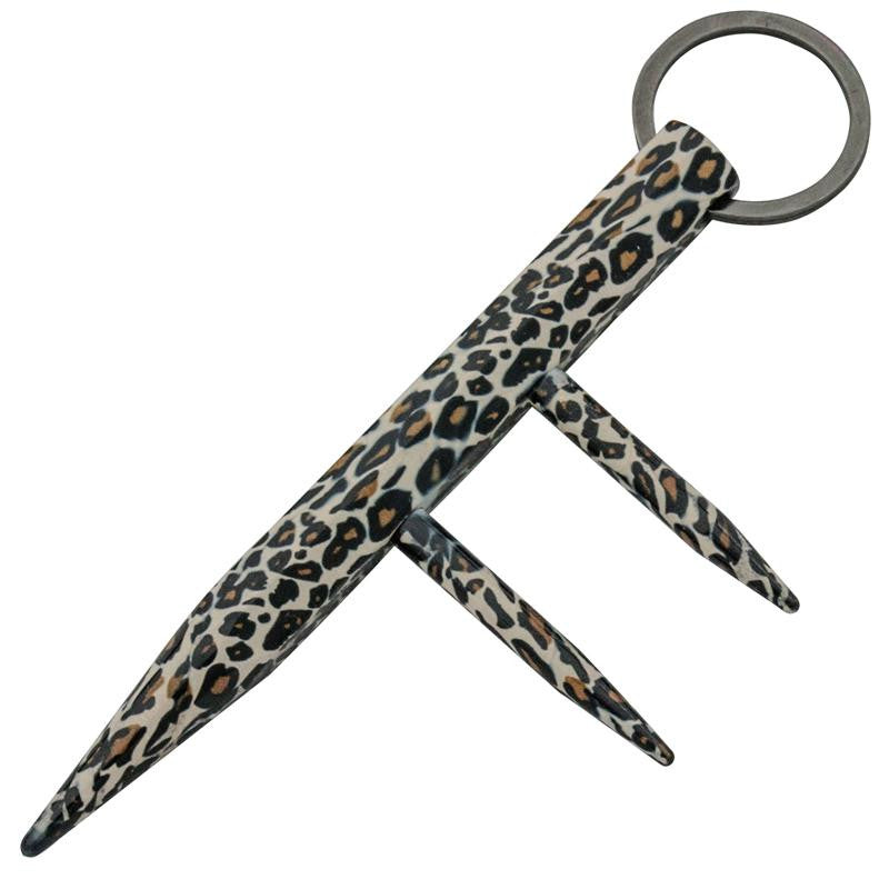 Fancy Defense Dealer Two Prong Kubotan - Brown Leopard, , Panther Trading Company- Panther Wholesale