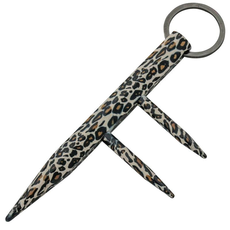 Fancy Defense Dealer Two Prong Kubotan - Brown Leopard, , Panther Trading Company- Panther Wholesale