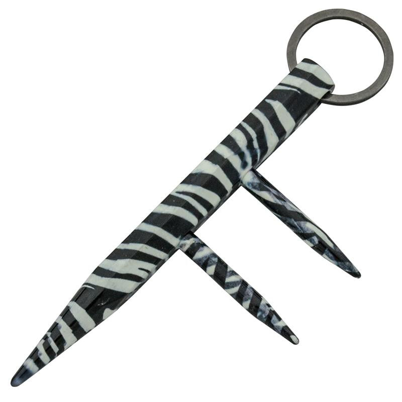 Fancy Defense Dealer Two Prong Kubotan - Zebra, , Panther Trading Company- Panther Wholesale