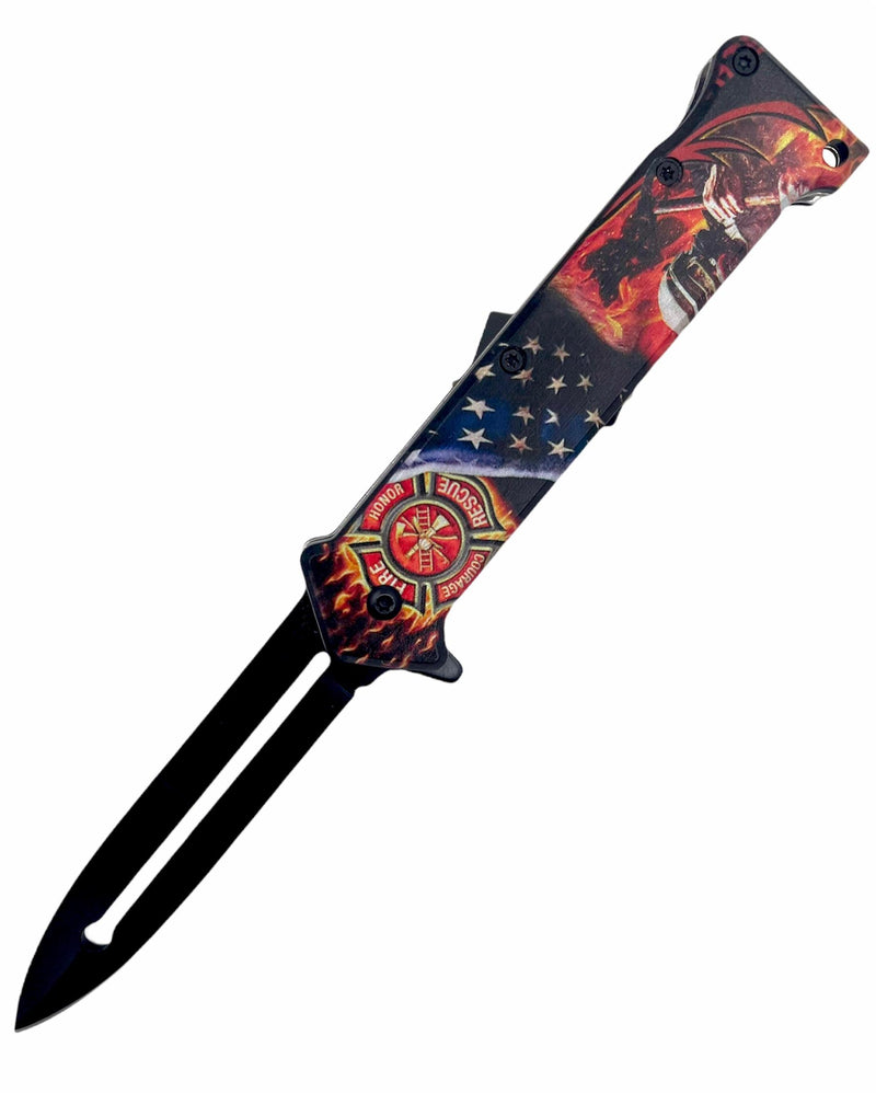 Tiger-USA Spring Assisted Knife FIRE FIGHTER