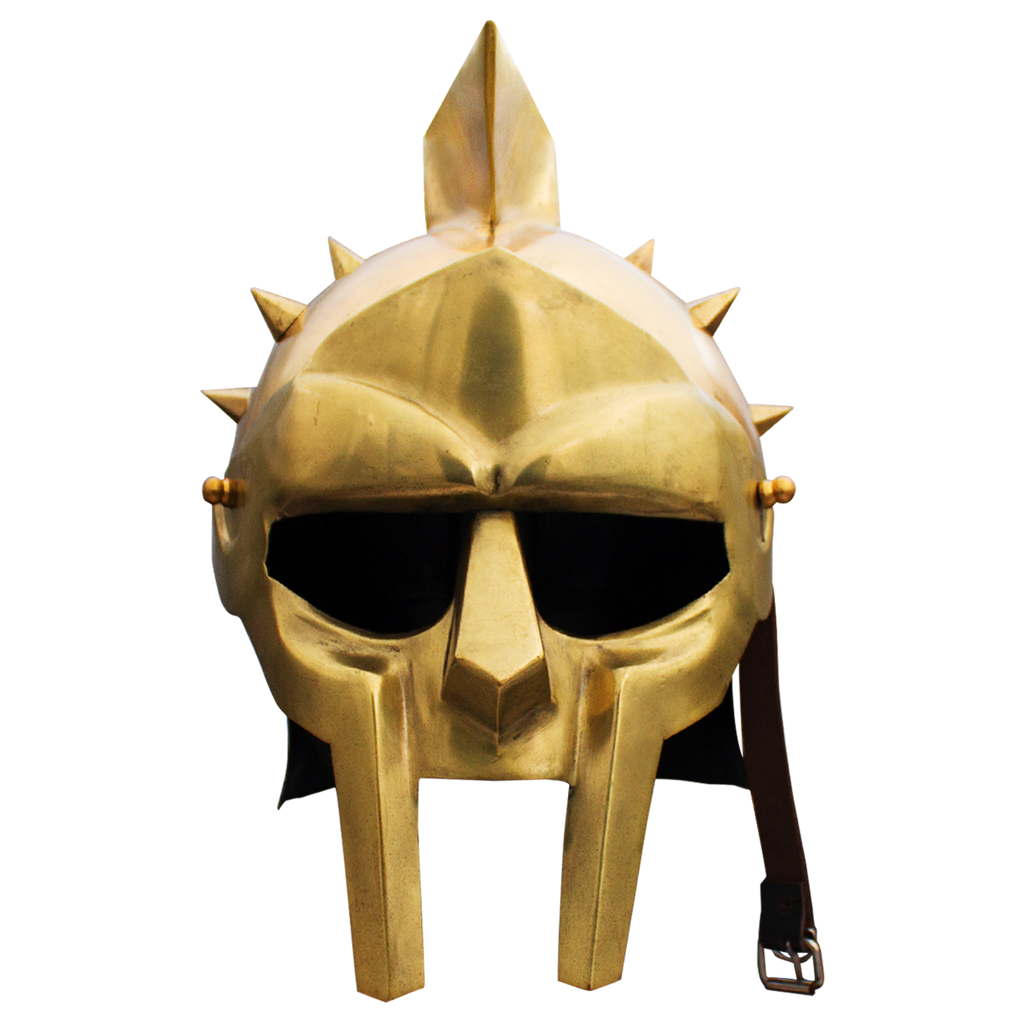 Roman Arena Spiked Gladiator Helmet (Golden Color), , Panther Trading Company- Panther Wholesale