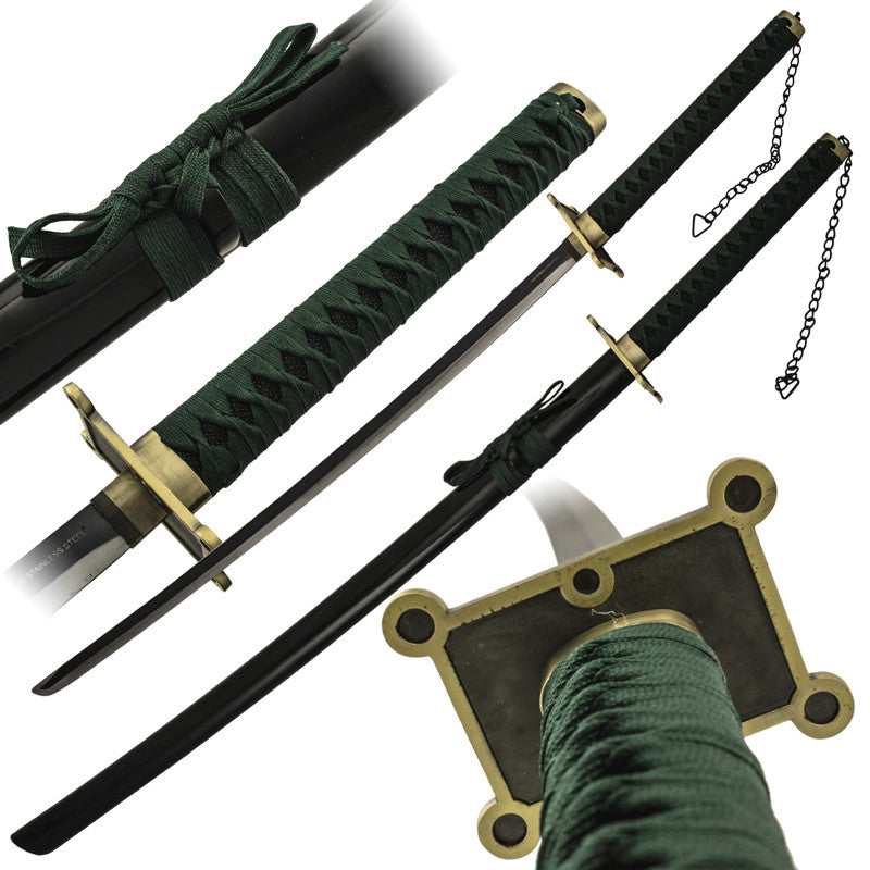 Green Katana Sword with Scabbard, , Panther Trading Company- Panther Wholesale