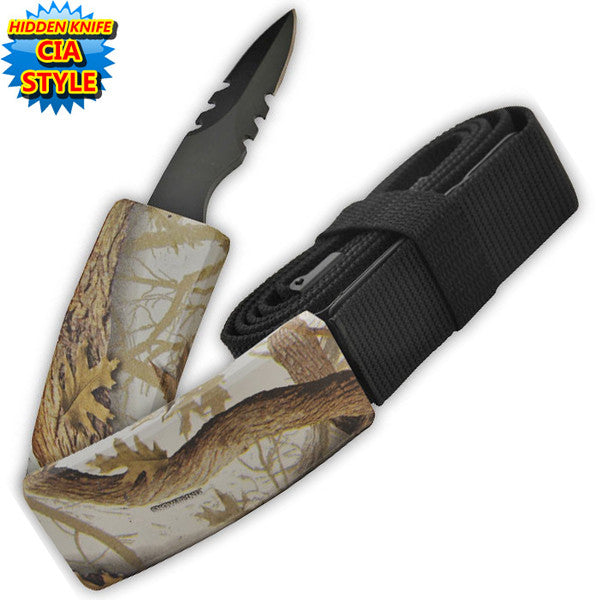 CIA Secret Agent public safety Belt Knife - Forest Camo, , Panther Trading Company- Panther Wholesale