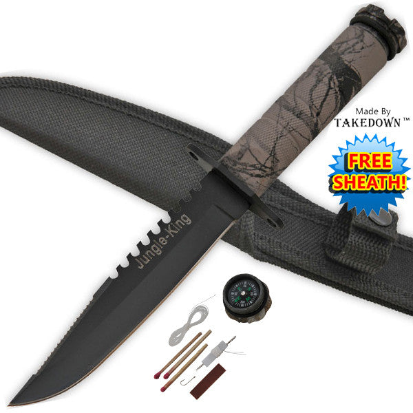 Takedown Military Survival Dagger (Jungle King/Brown Camo), , Panther Trading Company- Panther Wholesale