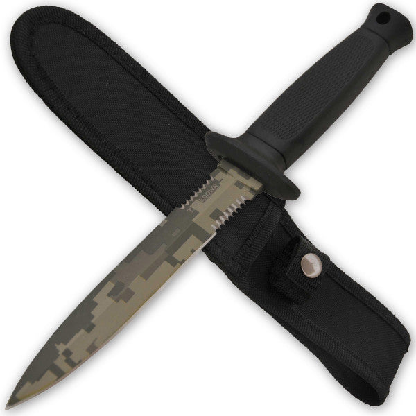 10.5 Inch Military Boot Knife - Camo, , Panther Trading Company- Panther Wholesale