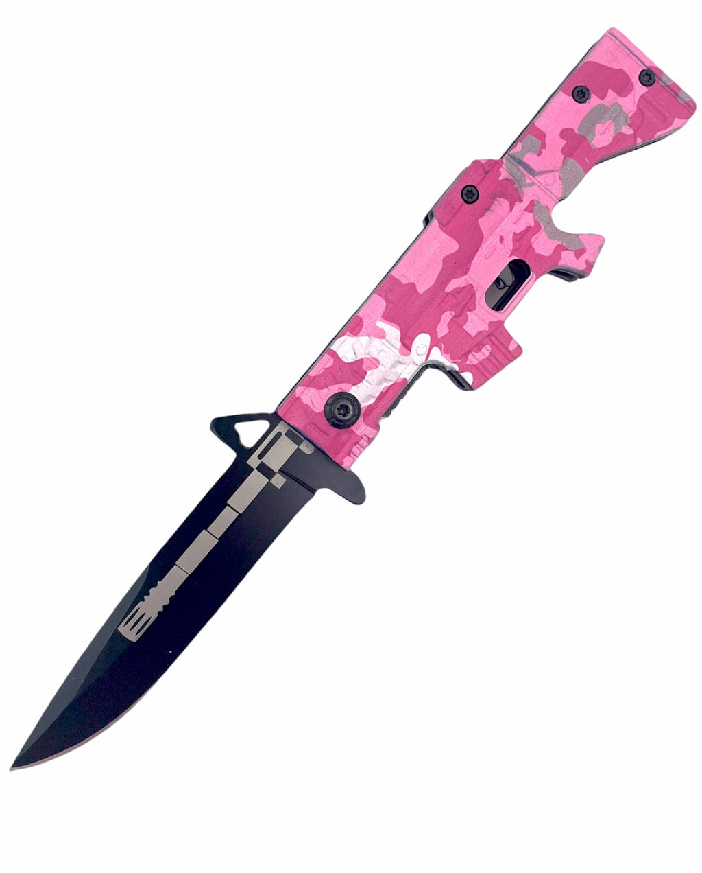 AK 47 8 Inch Spring Assisted KNIVE (PINK CAMO)7