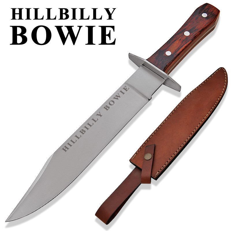 Hillbilly Bowie Red Deer Bowie Knife Wooden Handle, , Panther Trading Company- Panther Wholesale