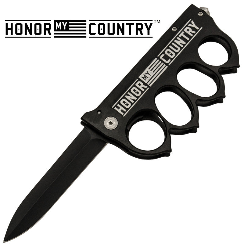 Honor My Country Brass Buckle Trigger Action Folder, , Panther Trading Company- Panther Wholesale