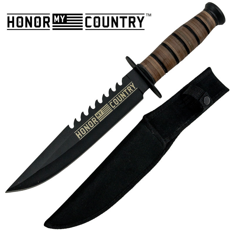 Honor My Country Military Knife W/ Free Hard Sheath, , Panther Trading Company- Panther Wholesale