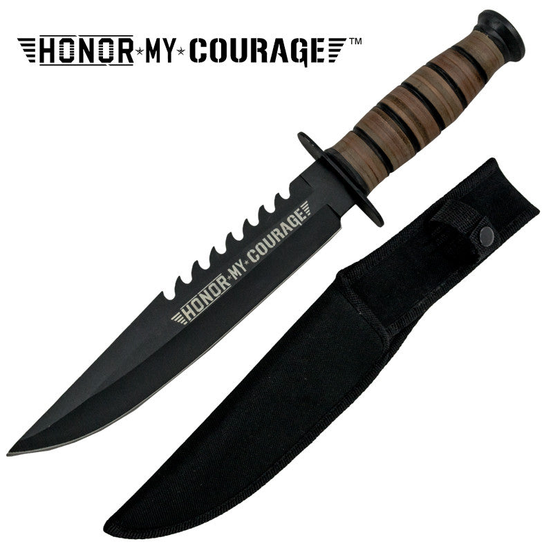 Honor My Courage Military Knife W/ Free Hard Sheath, , Panther Trading Company- Panther Wholesale