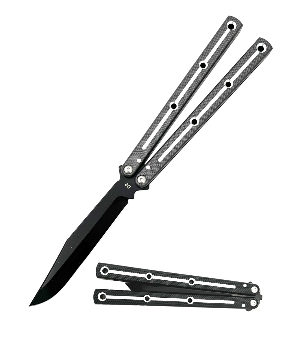 High Quality CNC Machined Butterfly Knife  DARK GREY Aircraft Aluminum Handle