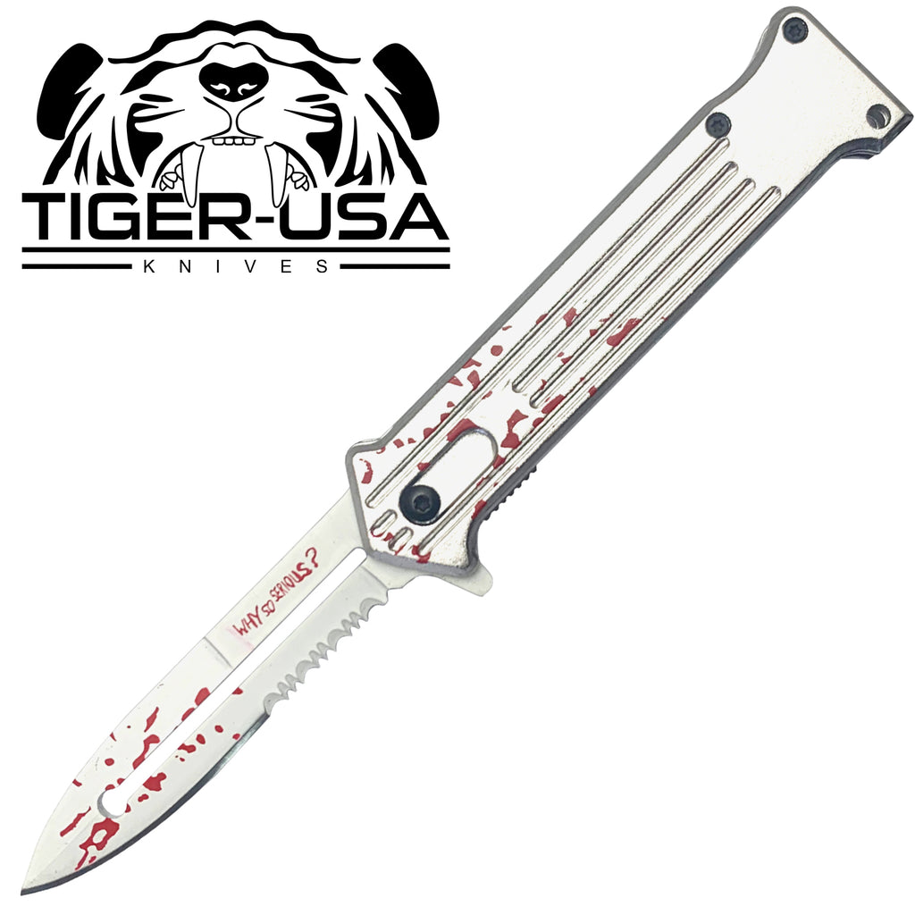 Tiger-USA Spring Assisted Knife - Joker Silver Blood