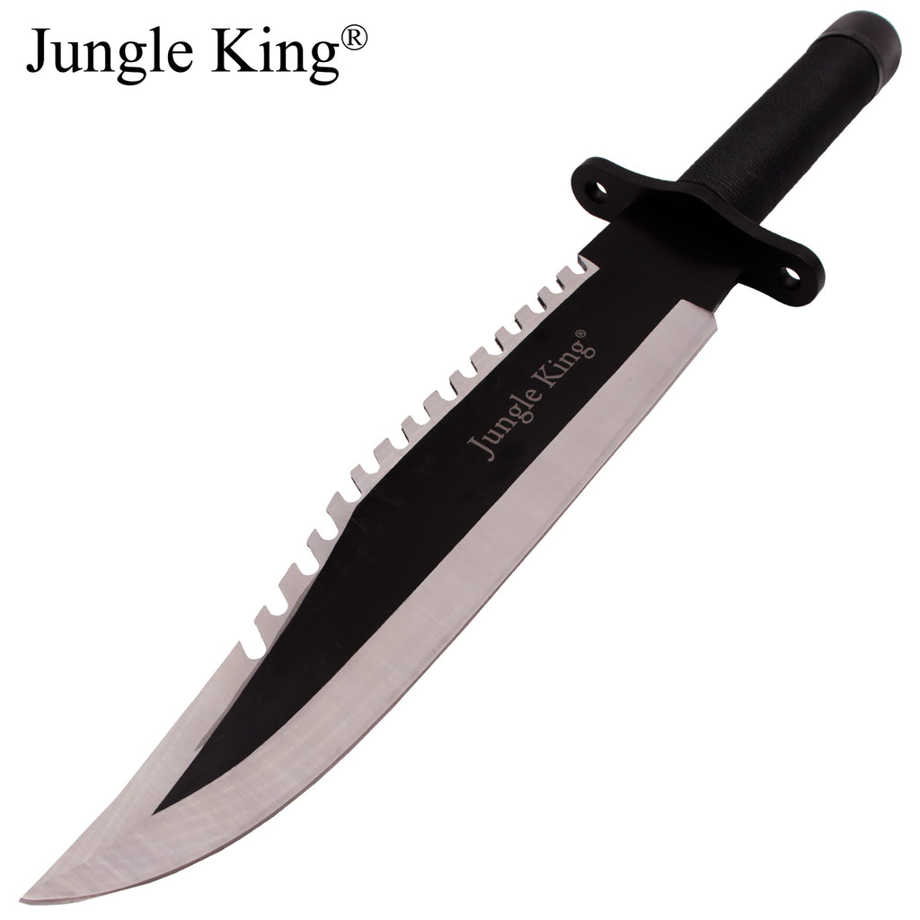 Jungle King Survival Fixed Blade Knife with Sheath (Black)