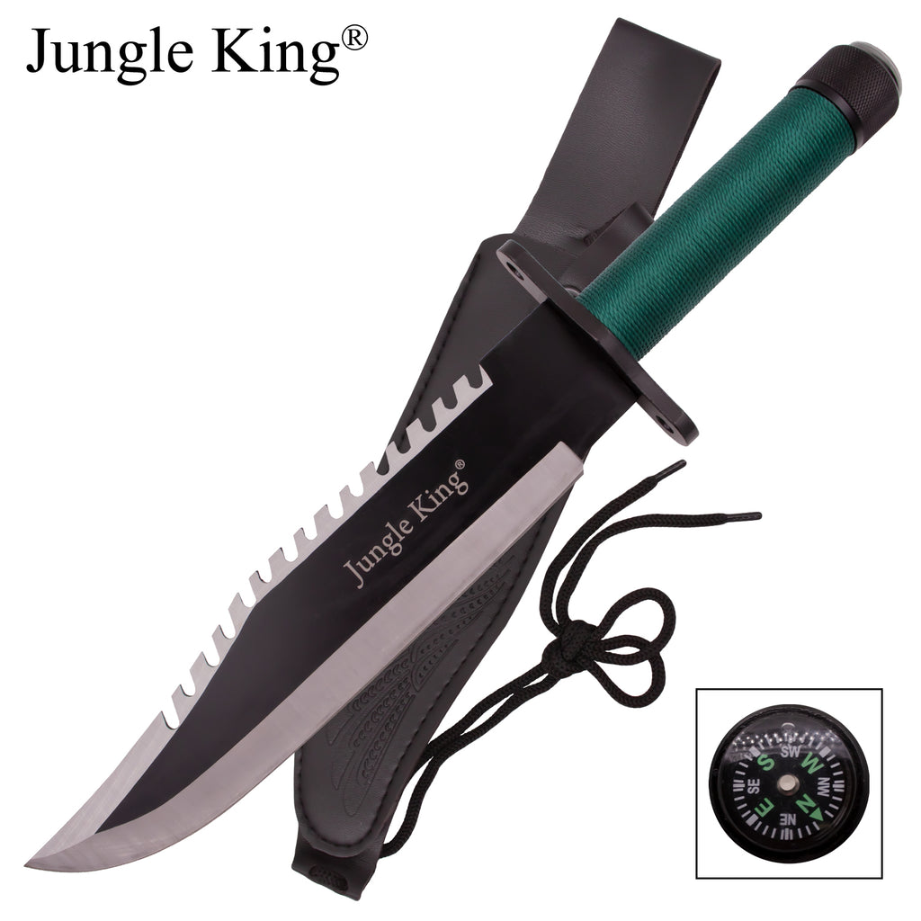 Jungle King Survival Fixed Blade Knife with Sheath (Green)