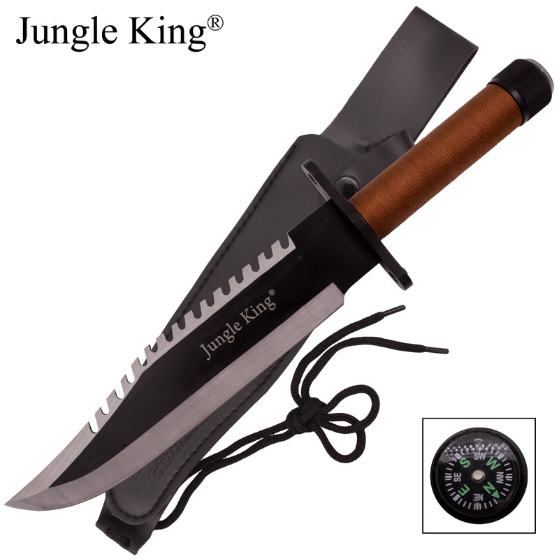Jungle King Survival Fixed Blade Knife with Sheath (Tan)
