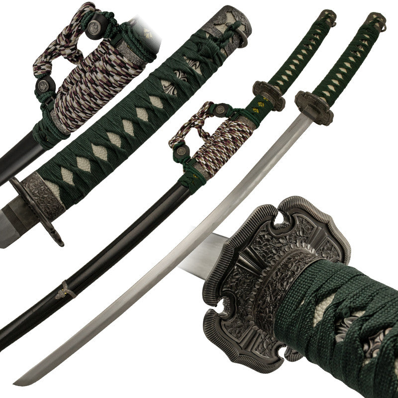 Jet Black Katana Sword with Multicolored Hanging Cord, , Panther Trading Company- Panther Wholesale