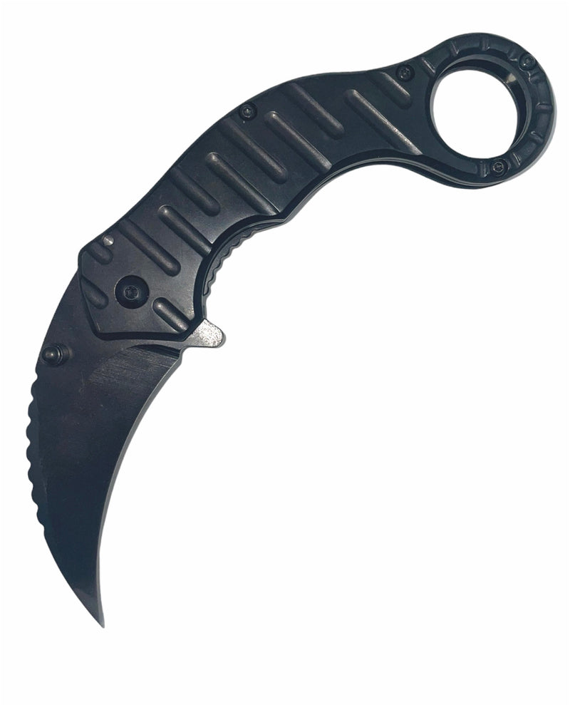 Tiger-USA Spring Action Folding Knife BLACK Titanium