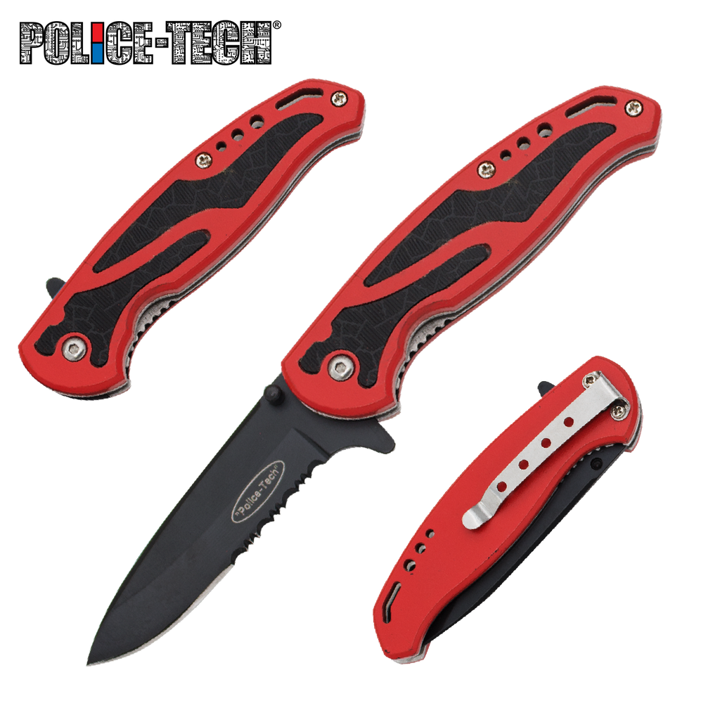 Police Tech: 7" Tactical Rescue Knife - Red