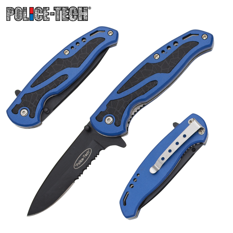 Police Tech: 7" Tactical Rescue Knife - Blue