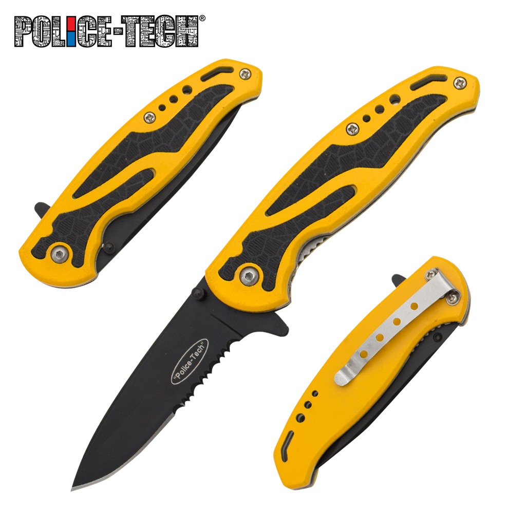 Police Tech: 7" Tactical Rescue Knife - Yellow