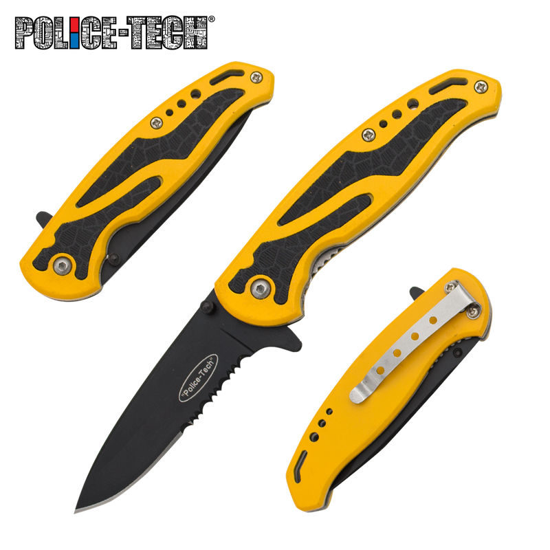 Police Tech: 7" Tactical Rescue Knife - Yellow