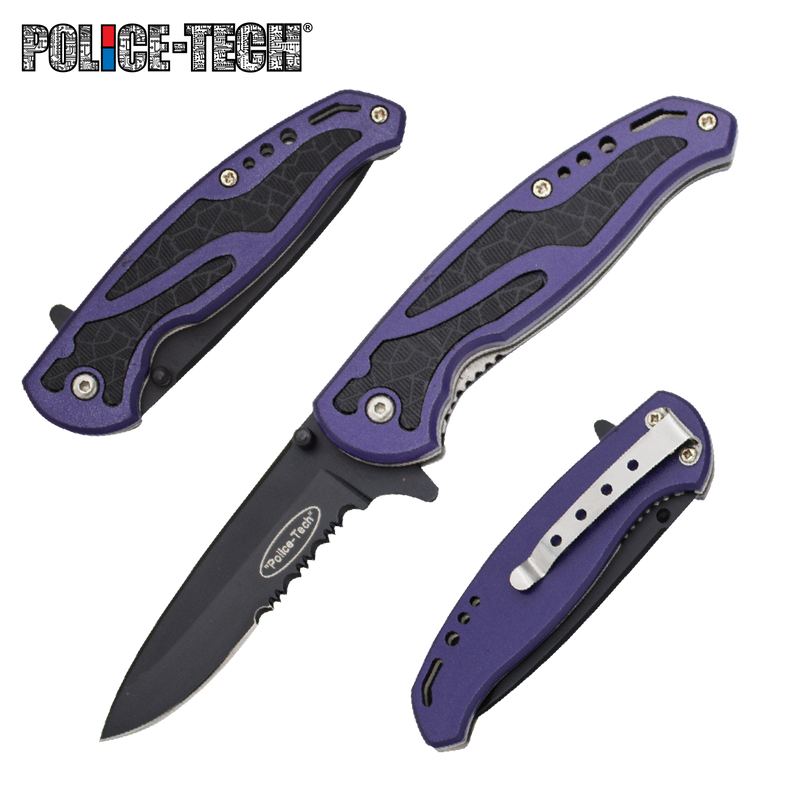 Police Tech: 7" Tactical Rescue Knife - Purple