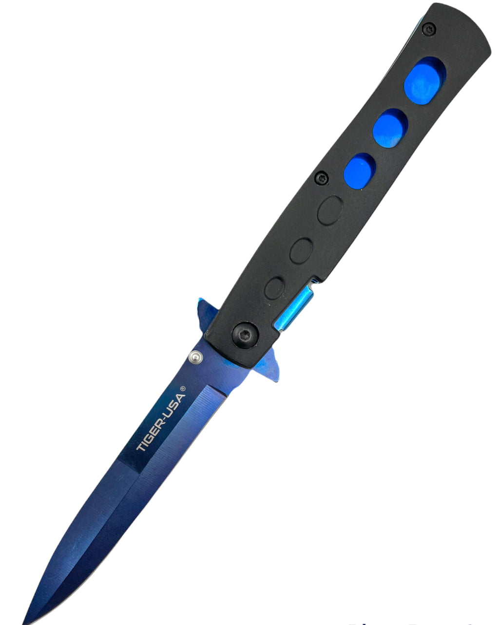 Tiger-USA® folding BLACK and BLUE knife