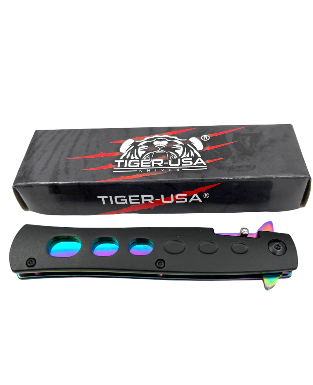 Tiger-USA® folding BLACK and RAINBOW  knife