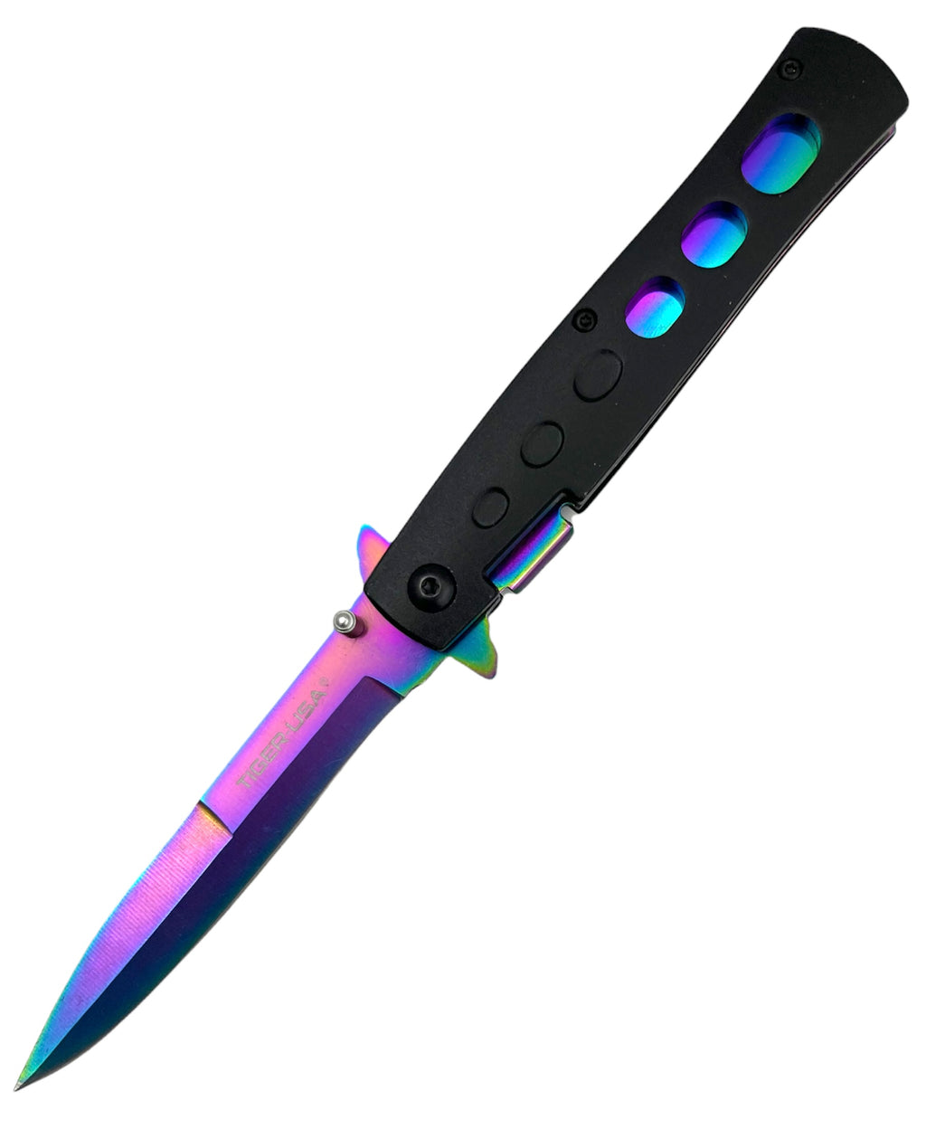 Tiger-USA® folding BLACK and RAINBOW  knife