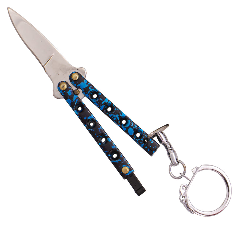 3.5 Inch Mini Butterfly Keychain Knives - Blue