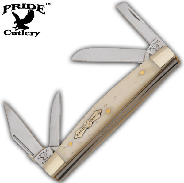4-Bladed Pride Cutlery Folding Knife - Whitebone, , Panther Trading Company- Panther Wholesale
