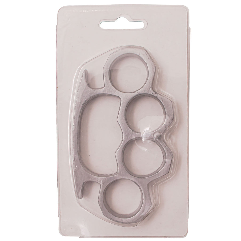 4 Inch Long Steel Knuckle Belt Buckle Silver