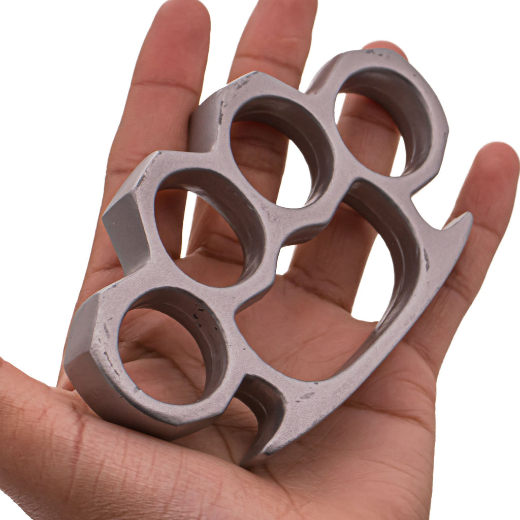 4.5 Inch Long Metal Knuckle Duster Silver