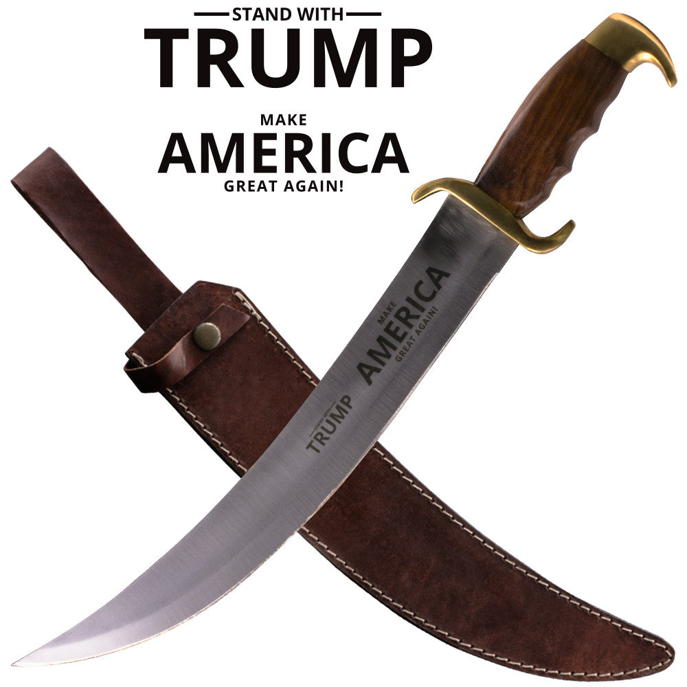 Trump Red Deer Bowie Knife Wooden Handle, , Panther Trading Company- Panther Wholesale