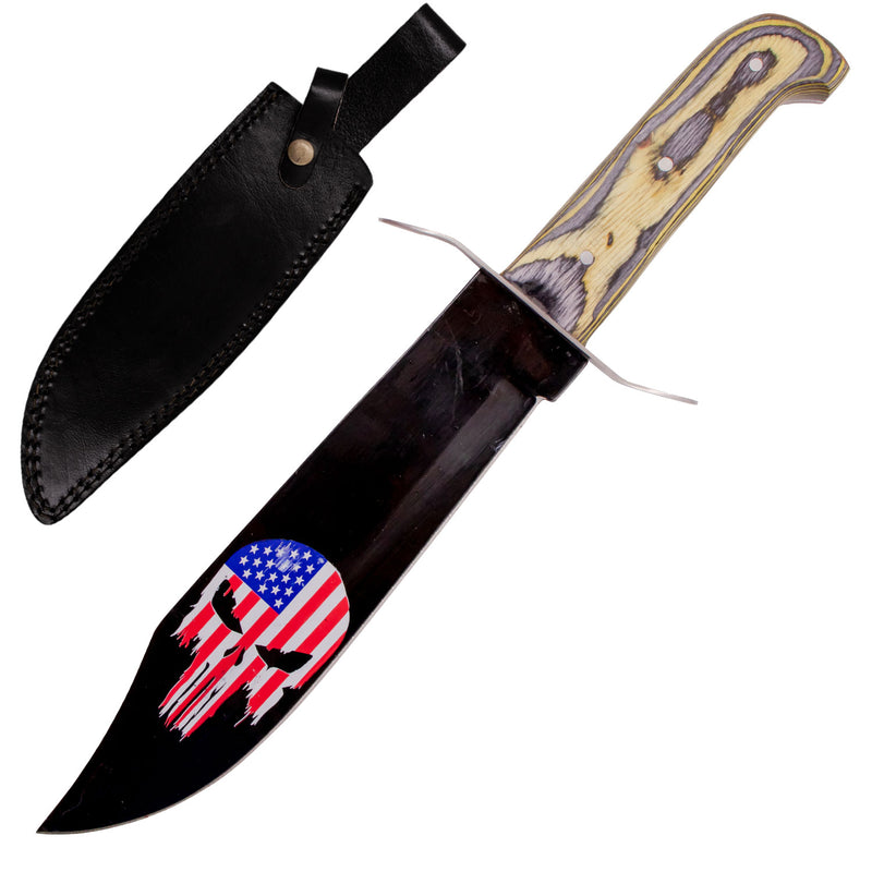 15 Inch American Bowie Yellow Pakka Wood Hilt Full Tang Bowie 440 Stainless