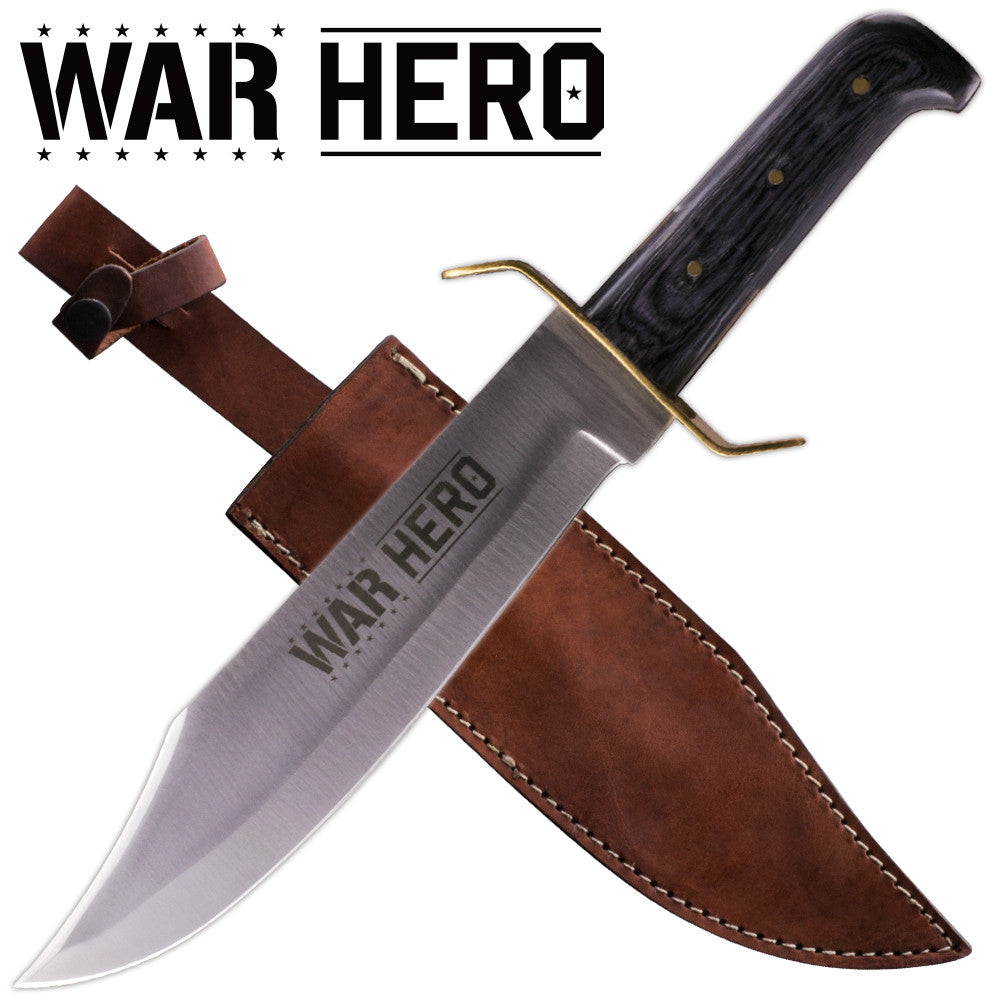 War Hero Red Deer Bowie Knife Wooden Handle, , Panther Trading Company- Panther Wholesale