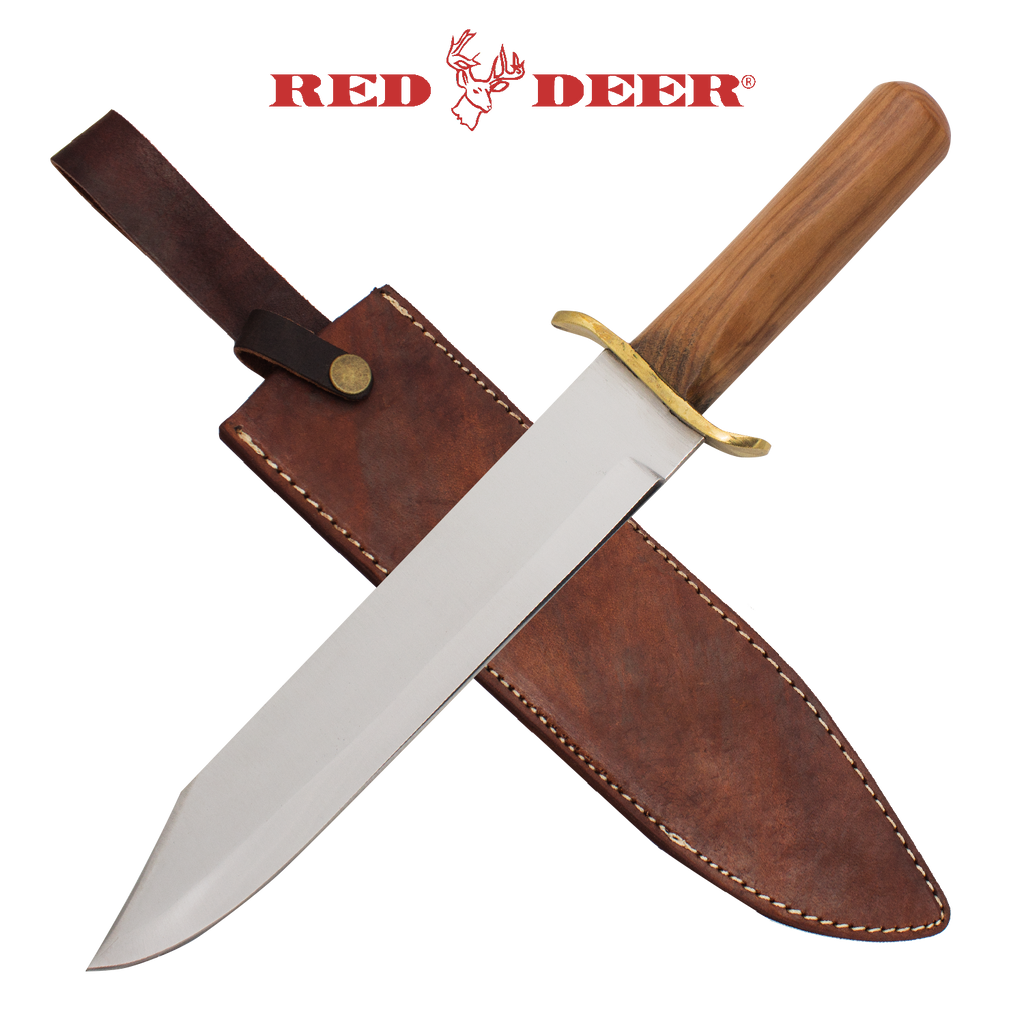 Red Deer Bowie Knife Wooden Handle, , Panther Trading Company- Panther Wholesale