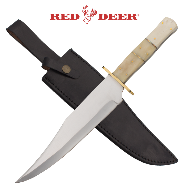 Red Deer Bowie Knife Bone Handle, , Panther Trading Company- Panther Wholesale