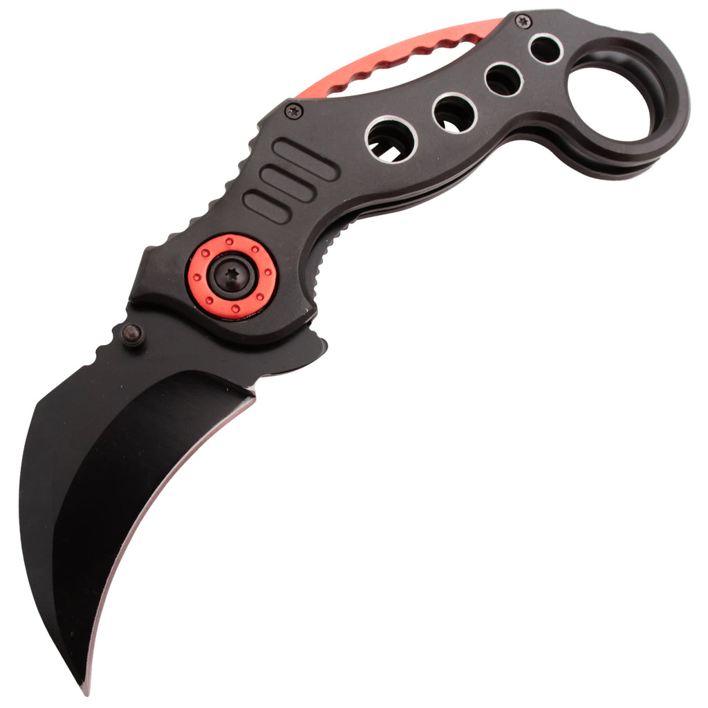 Tiger-USA Spring Assisted Knife - Red Black