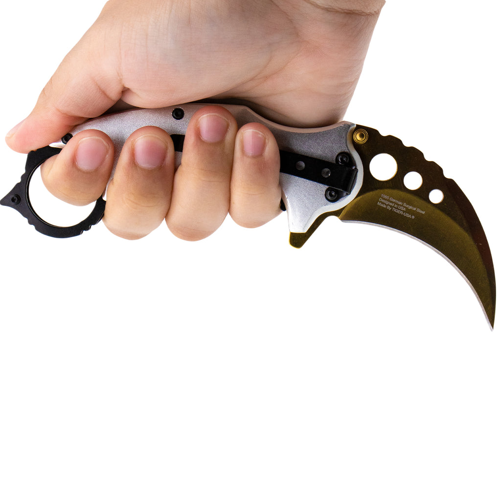 Tiger-USA Spring Assisted Folding Knife Dragon Beast