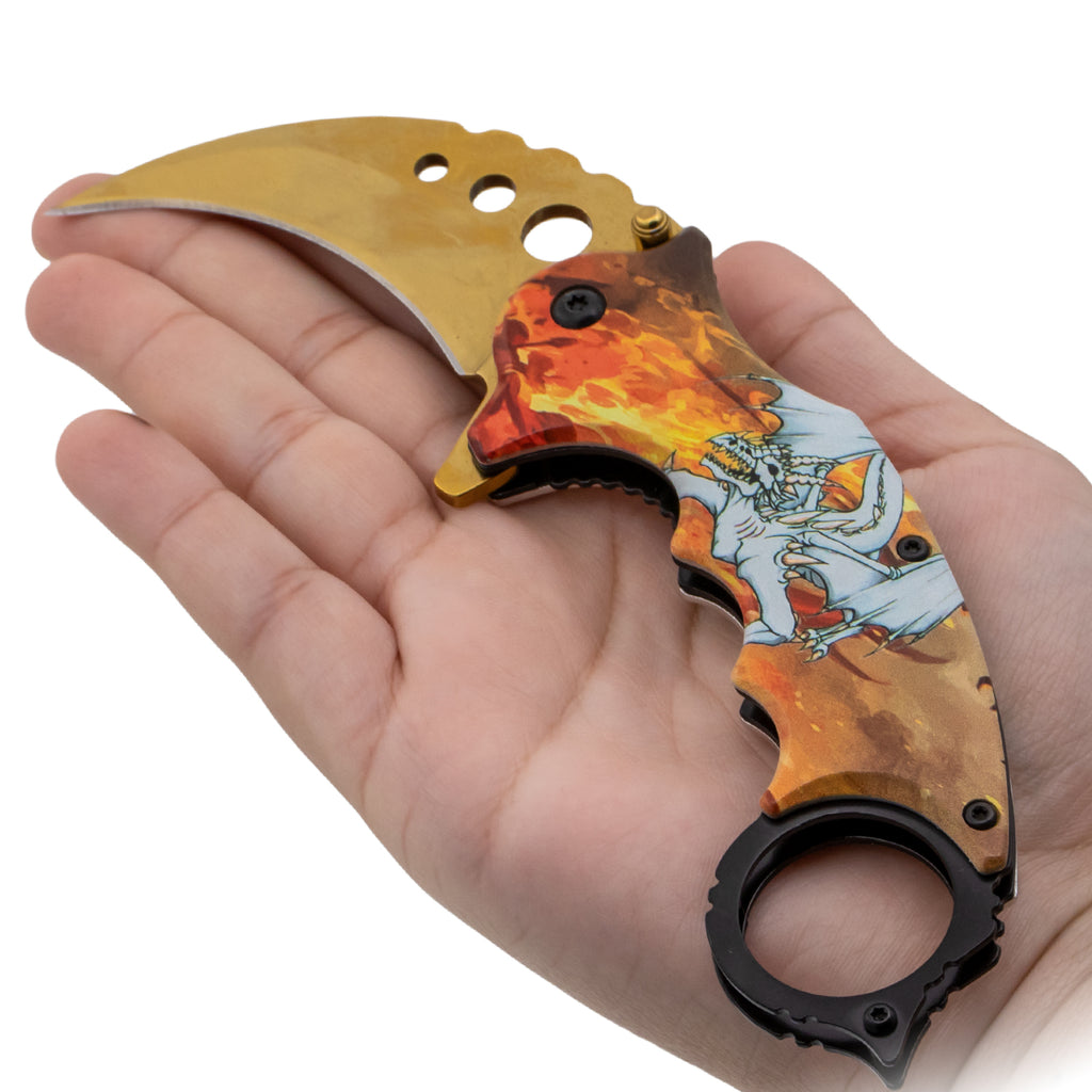 Tiger-USA Spring Assisted Folding Knife Dragon Beast
