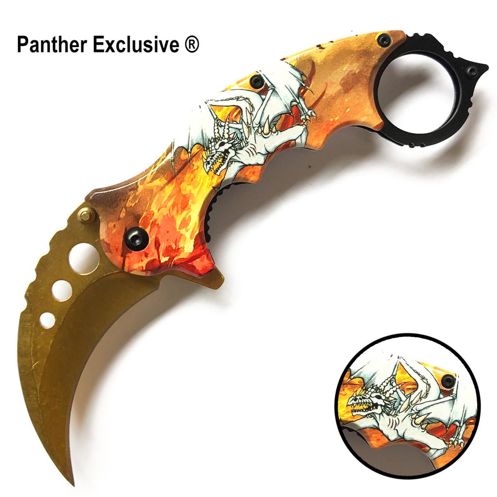 Tiger-USA Spring Assisted Folding Knife Dragon Beast
