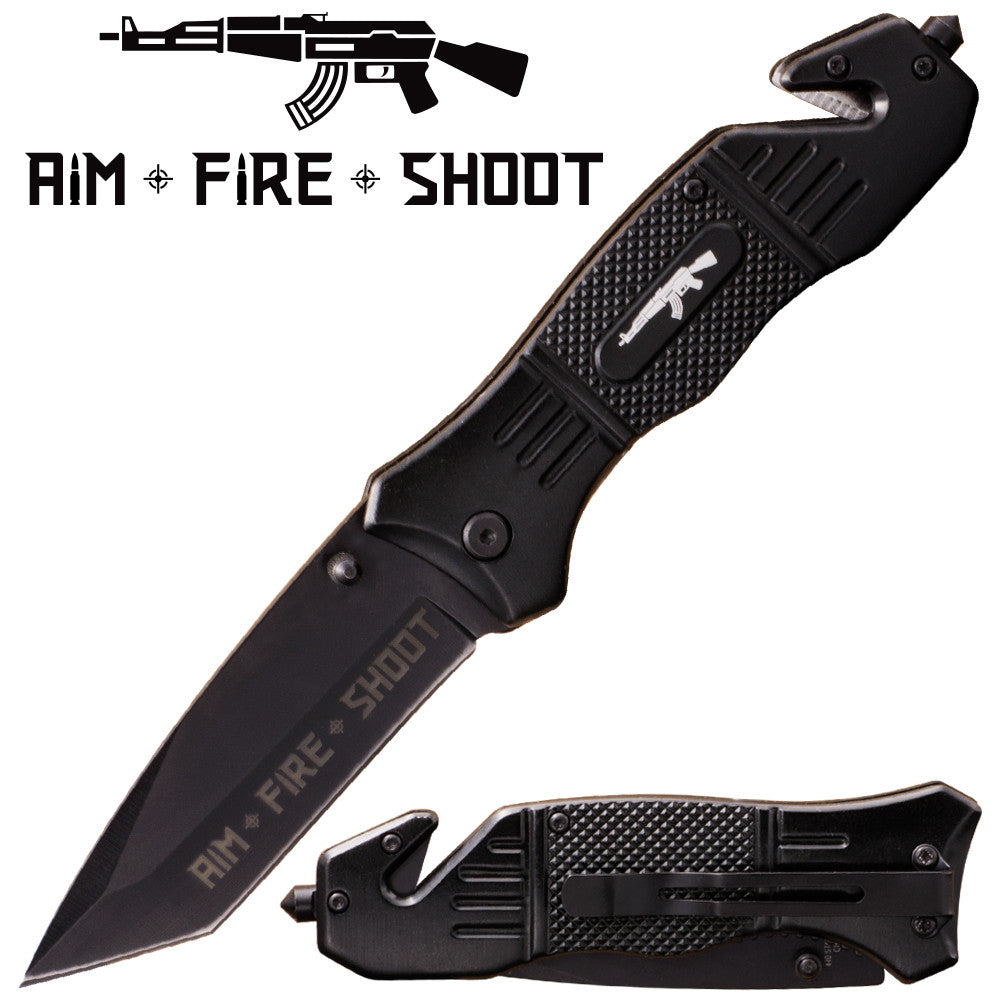 Aim Fire Shoot Action Liner Lock Tanto Blade Knife, , Panther Trading Company- Panther Wholesale
