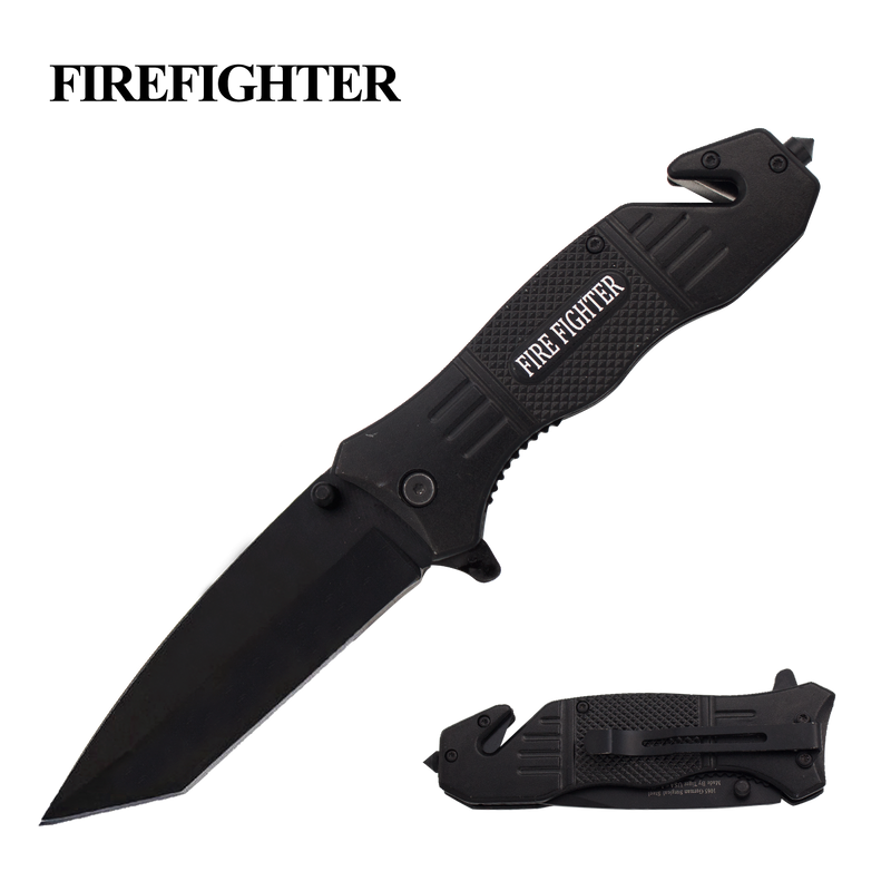 PSO-Firefighter Trigger Action Liner Lock Tanto Blade Knife, , Panther Trading Company- Panther Wholesale